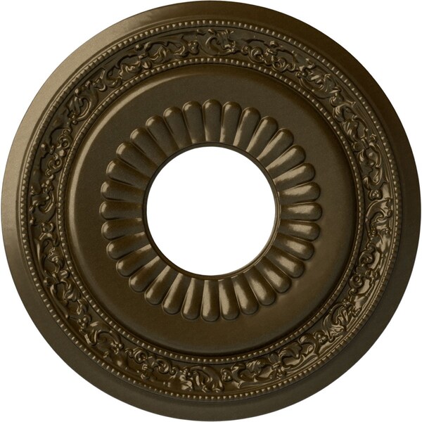 Ekena Millwork Lauren Ceiling Medallion (Fits Canopies up to 6 1/4"), 20 5/8"OD x 6 1/4"ID x 1 3/8"P, Brass CM20LNBRS - main